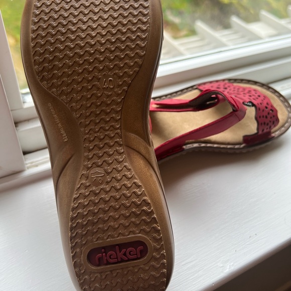 Rieker Women's Red Slipon Sandals - Picture 4 of 6